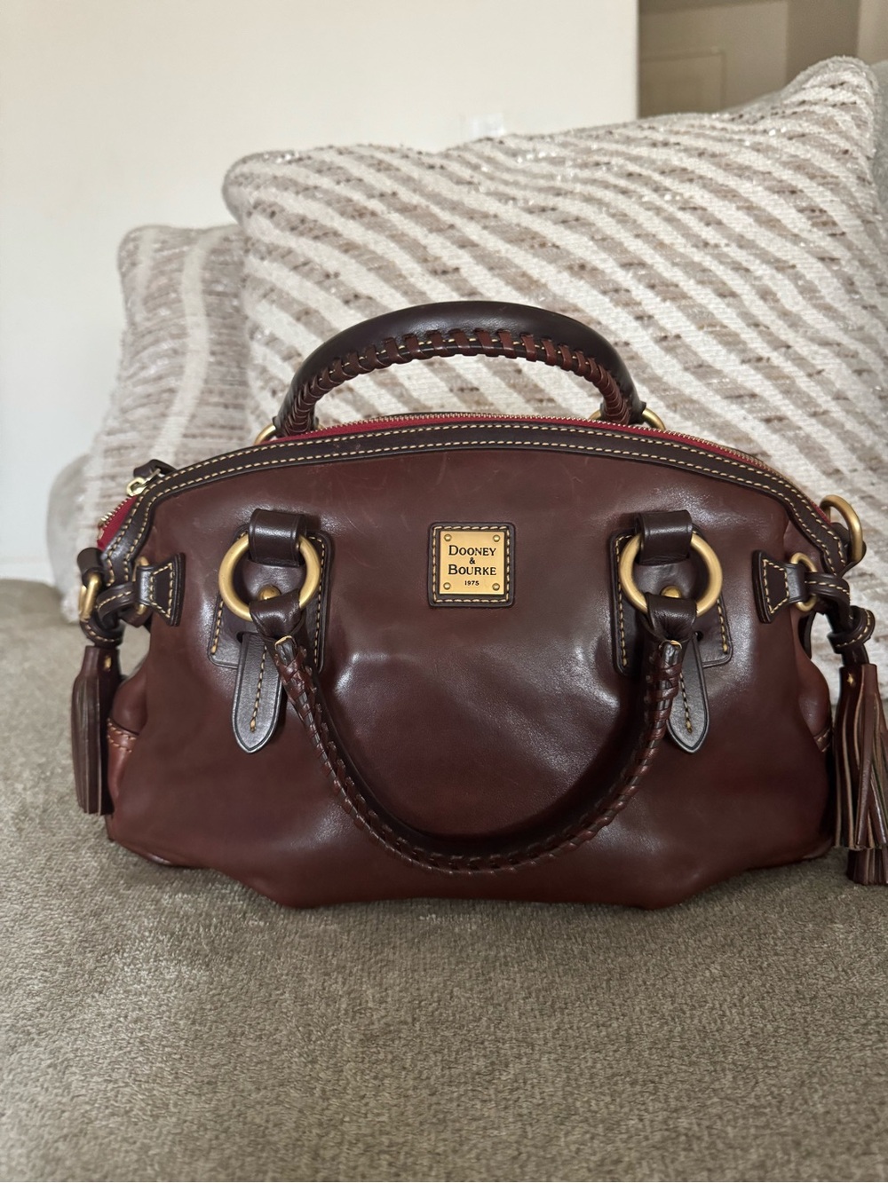 Dooney & Bourke Toledo mail Satchel in chestnut with Gold Hardware